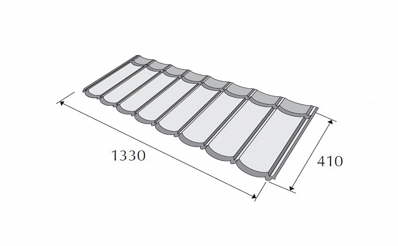 Композитная черепица METROTILE МетроБонд красный, 1330*410 мм