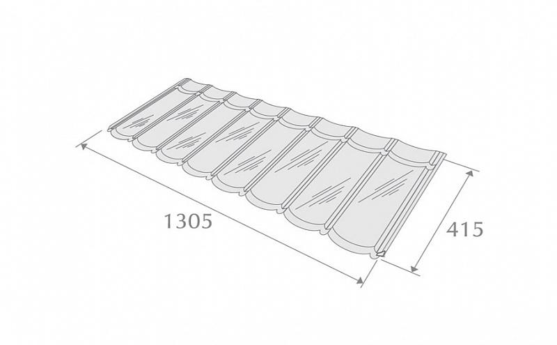 Композитная черепица METROTILE Мистраль черный,1305*415 мм