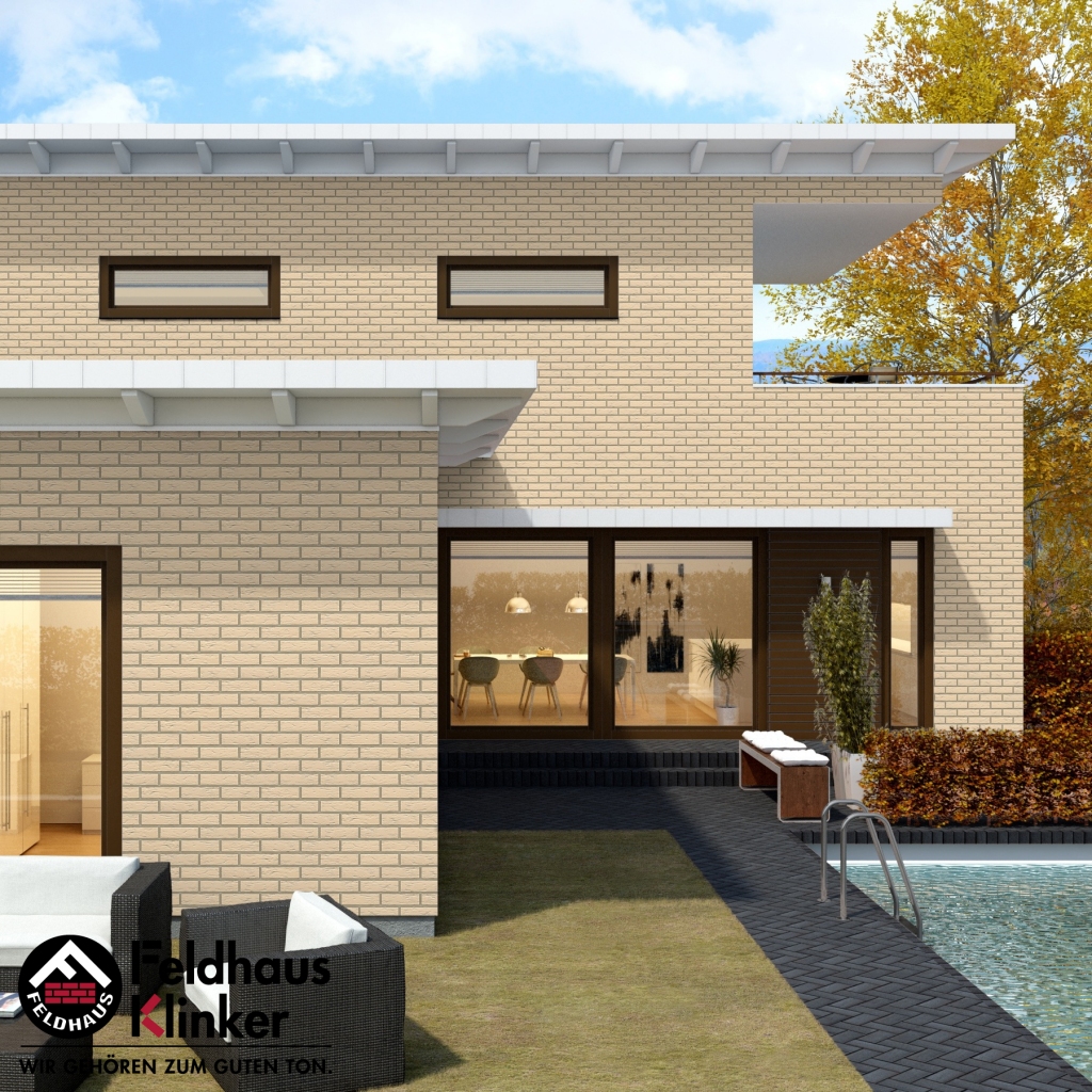 Клинкерная фасадная плитка Feldhaus Klinker R140 Perla senso рельефная NF9, 240*9*71 мм